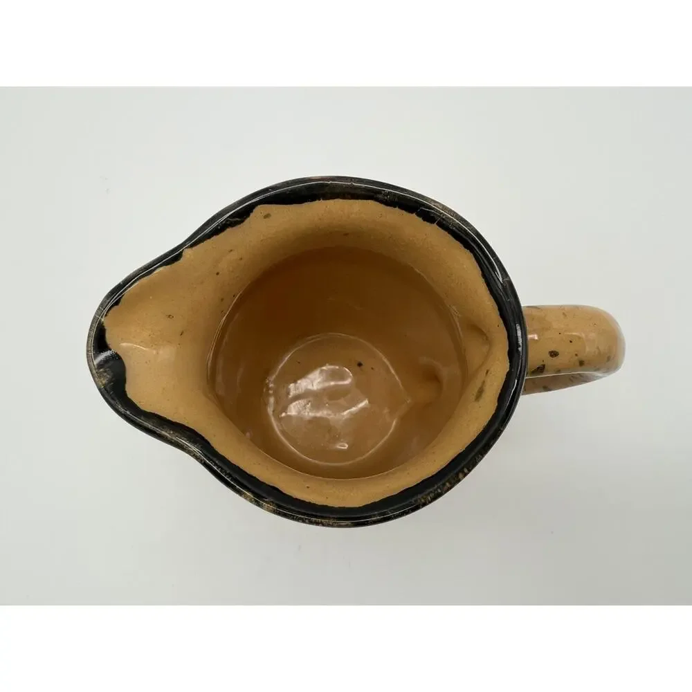 Kazuri Kenya Handmade Art Pottery Small Tan & Black Creamer Pitcher 3” Signed